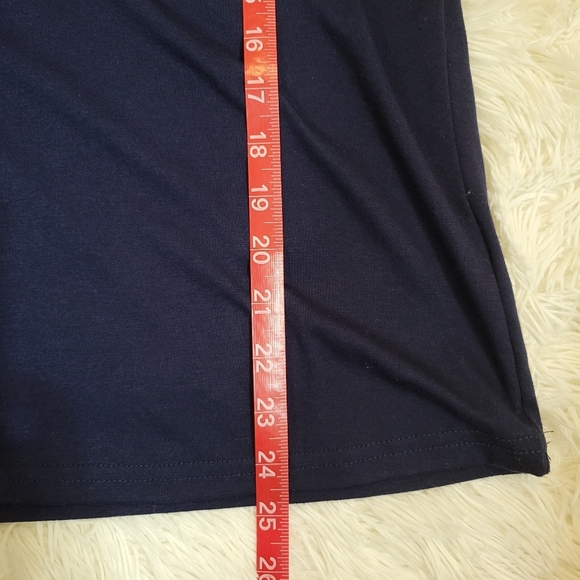 SHEIN LUNE Navy Blue Petal Sleeve V Neck Tee medium Summer Spring Fall Casual - Picture 3 of 4